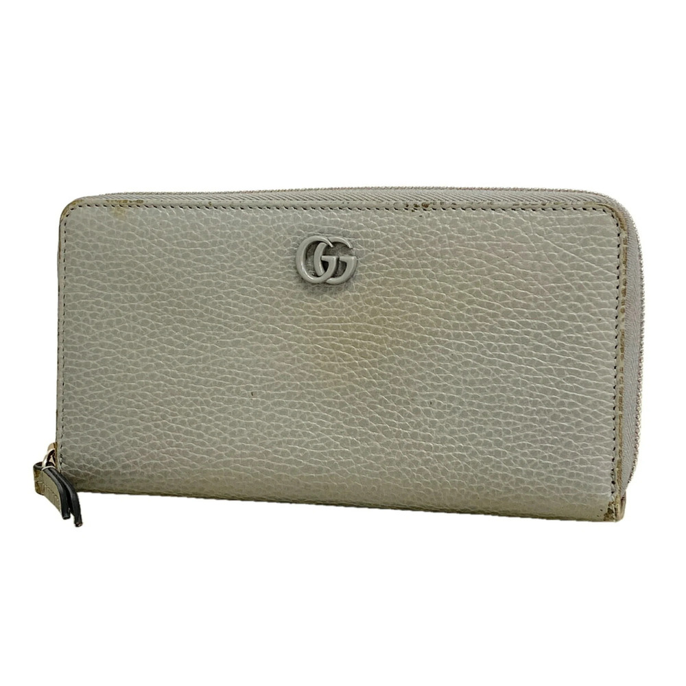 Gucci GG Marmont Long Wallet 456117 Leather Gray Women's